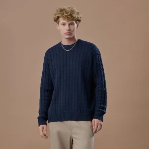 Granatowy sweter z okrągłym dekoltem House