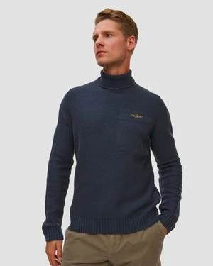 Granatowy Sweter Z Wełną Męski Aeronautica Militare