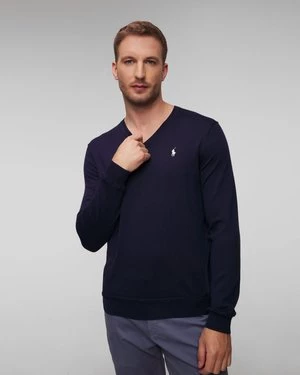 Granatowy Sweter Z Wełną Męski Polo Ralph Lauren