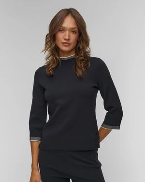 Granatowy Sweter Z Wiskozy Damski Bogner Berrit