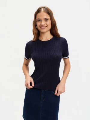 Granatowy sweter ze splotem TOP SECRET