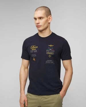 Granatowy T-shirt Męski Aeronautica Militare