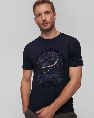 Granatowy T-shirt Męski Aeronautica Militare