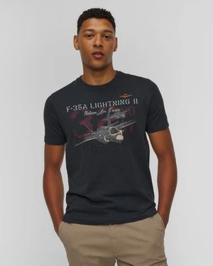 Granatowy T-shirt Męski Aeronautica Militare
