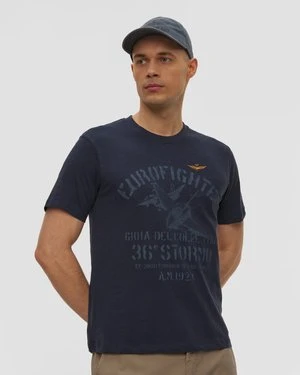 Granatowy T-shirt Męski Aeronautica Militare