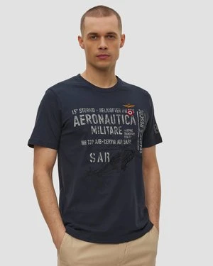 Granatowy T-shirt Męski Aeronautica Militare