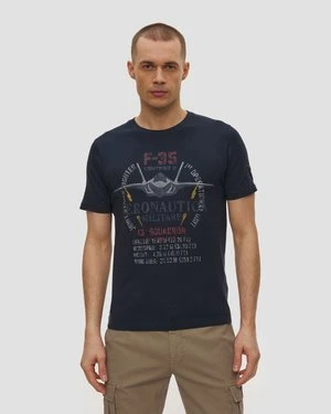 Granatowy T-shirt Męski Aeronautica Militare
