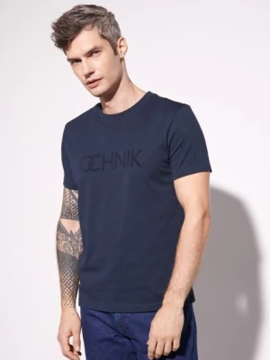 Granatowy T-shirt męski z logo OCHNIK
