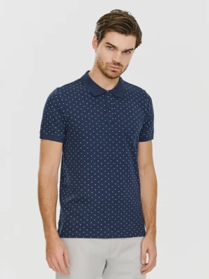 Granatowy t-shirt polo w geometryczny wzór Pako Lorente