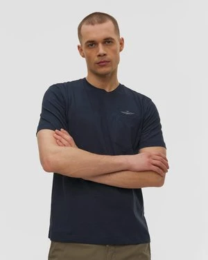Zdjęcie produktu Granatowy T-shirt Z Lnem Męski Aeronautica Militare