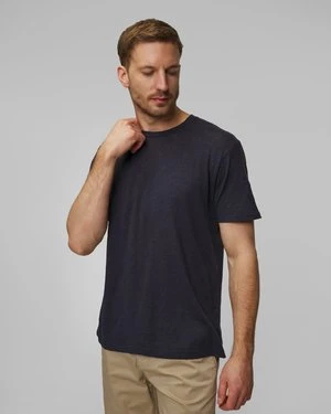 Granatowy T-shirt Z Lnem Męski Sunspel