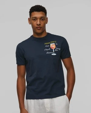 Granatowy T-shirt Z Nadrukiem Męski Mc2 Saint Barth