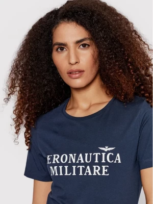 Granatowy t-shirt z napisem Aeronautica Militare