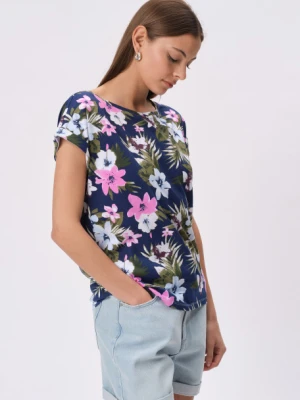 Granatowy top w barwne kwiaty Greenpoint