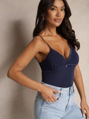 Granatowy Top z Bawełny na Regulowanych Ramiączkach Larithra romee's