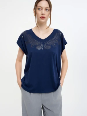 Granatowy top z nadrukiem Greenpoint