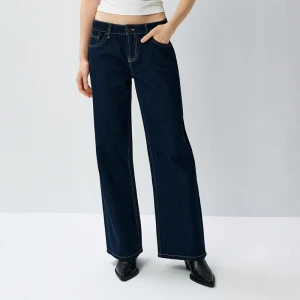 Grantowe jeansy wide leg z niskim stanem House