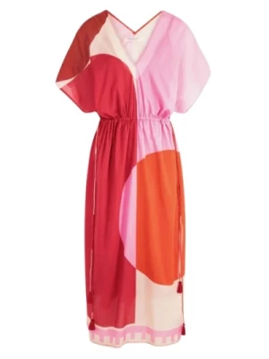 Graphico Pink Bawełniany Kaftan Sukienka Mare Di Latte