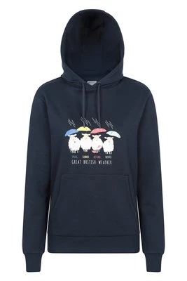 Great British Weather — damska bluza z kapturem o regularnym kroju - Navy Mountain Warehouse