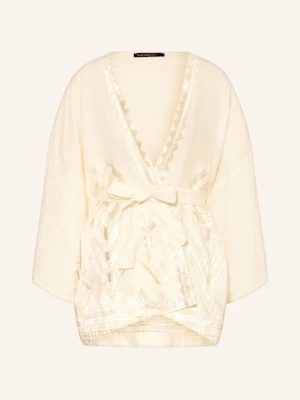 Greek Archaic Kori Kimono Z Lnu Feather Z Błyszczącą Przędzą gold