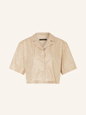 Greek Archaic Kori Krótka Bluzka Cross Z Błyszczącą Przędzą beige