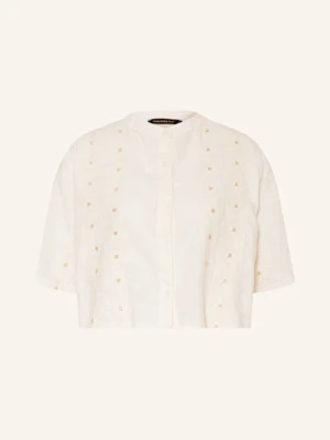 Greek Archaic Kori Krótka Bluzka Pixel Z Lnu Z Błyszczącą Przędzą weiss