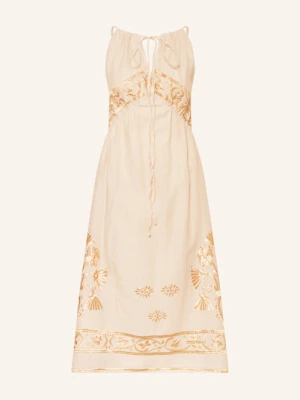 Greek Archaic Kori Sukienka Plażowa Crete Z Błyszczącą Przędzą beige