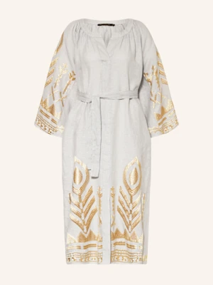 Greek Archaic Kori Sukienka Plażowa Feather Z Błyszczącą Przędzą grau