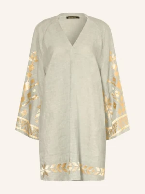 Greek Archaic Kori Sukienka Plażowa Ios Z Lnu Z Błyszczącą Nicią grau