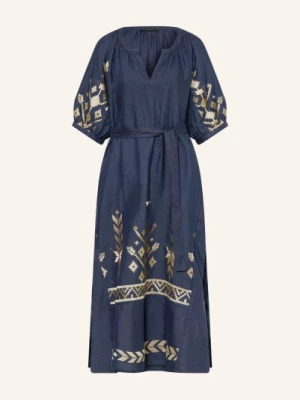 Greek Archaic Kori Sukienka Plażowa Ios Z Lnu Z Rękawami 3/4 blau