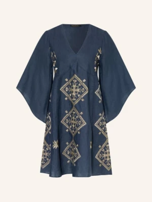 Greek Archaic Kori Sukienka Plażowa Lefkada Z Błyszczącą Nicią I Rękawami 3/4 blau