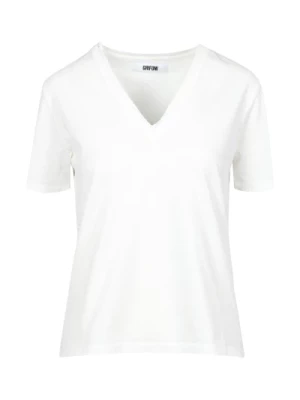 Grifoni Biała Koszulka z Dekoltem w Szpic Mauro Grifoni
