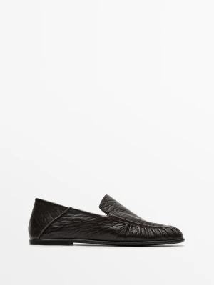 Groszkowane Mokasyny Skórzane - Brązowy - Massimo Dutti - Female