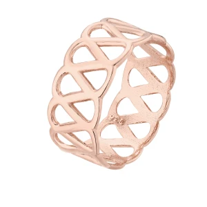 Gruba ażurowa obrączka z różowego złota : pierścionki - 18 SOTHO