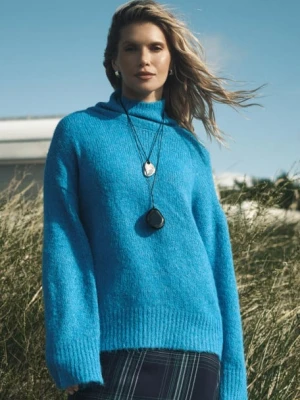 Gruby błękitny sweter z domieszką wełny Greenpoint