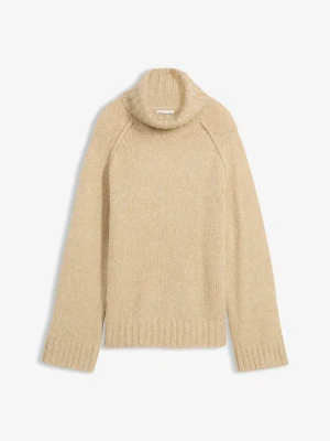 Gruby sweter oversize BonPrix beżowy