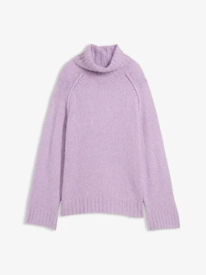 Gruby sweter oversize BonPrix fioletowy