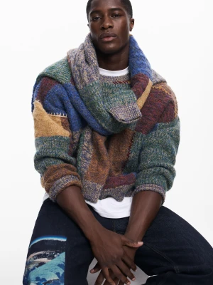 Gruby sweter patchwork Desigual