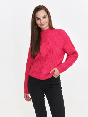 Gruby sweter różowy z warkoczowym splotem Top Secret