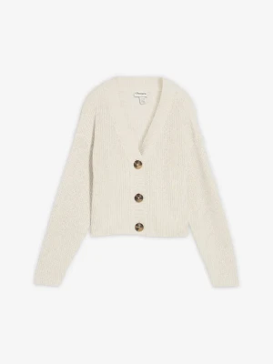 Gruby sweter z czystej bawełny BonPrix biały