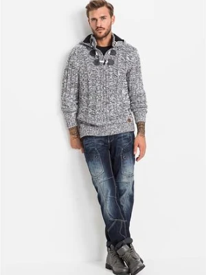 Gruby sweter z kapturem z bawełną bonprix