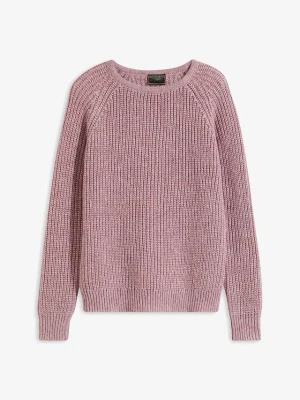 Gruby sweter z połyskującą nitką BonPrix różowy