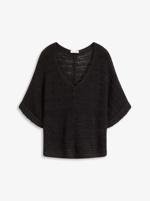 Gruby sweter z przędzy wstążkowej BonPrix czarny
