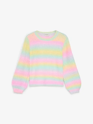 Gruby sweter z rękawami balonowymi BonPrix żółty