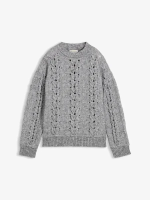 Gruby sweter ze wzorem w warkocze BonPrix szary