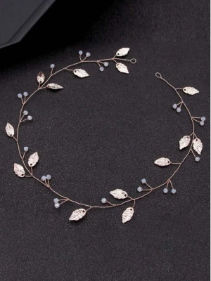 Grzebyk opaska do włosów listki koraliki - złoty  magmac 