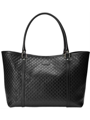 Gucci, Czarna skórzana torba Microguccissima Soft Tote dla kobiet Model 449647 Bmj1G 1000 Black, female,