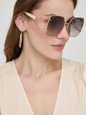 Gucci okulary przeciwsłoneczne damskie kolor beżowy GG1564SA