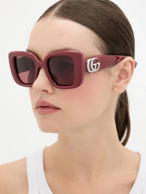 Gucci okulary przeciwsłoneczne damskie kolor bordowy GG1975S