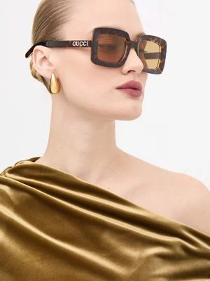 Gucci okulary przeciwsłoneczne damskie kolor brązowy GG1718S